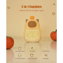 Load image into Gallery viewer, Aokpsrt Capybara Alarm Clock with Night Light for Kids, Cute Toddler Alarm Clocks for Bedrooms Ok to Wake Clocks for Girls and Boys, Rechargeable Silicone Animal Tabletop Lamp for Kid, Yellow_6150
