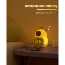 Load image into Gallery viewer, Aokpsrt Capybara Alarm Clock with Night Light for Kids, Cute Toddler Alarm Clocks for Bedrooms Ok to Wake Clocks for Girls and Boys, Rechargeable Silicone Animal Tabletop Lamp for Kid, Yellow_6151

