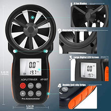 Load image into Gallery viewer, AOPUTTRIVER AP-007 Pro Handheld Anemometer, 8-Blade Digital Wind Speed CFM Meter, 5 Units m/s km/h mph Knots ft/min, Wind Chill &amp; Temperature, Backlight LCD, Tripod Mount for HVAC Drone Golf Shooting, APStandard_8040
