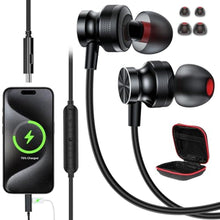 Load image into Gallery viewer, APETOO USB C Headphones with Charging for iPhone 17 16 15 Pro Max/iPad, Magnetic USB-C Wired Earbuds Noise Canceling in-Ear Earphones with Mic Volume Control for Samsung S26 S25 S24 S23 S22 Pixel 10 9, Black_1
