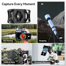 Load image into Gallery viewer, APEXEL Telescope Phone Adapter, Binocular Photo Adapter for Android &amp; iPhone, Phone Holder Mount for Telescope, Monocular, Binocular, Microscope, Spotting Scope. (Including Bluetooth Shutter Remote), WithShutterRemote_7622
