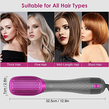 Load image into Gallery viewer, APOKE 3 in 1 Hair Dryer Brush Professional 1200W Powerful Ceramic Tourmaline 3 Heat/2 Speed Settings One Step Hair Dryer and Styler (Gray)_749
