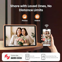 Load image into Gallery viewer, ApoloSign Neon Light Digital Picture Frame, Desk Digital Calendar, Auto-synced Schedule via Frameo App - 10.1" HD Touchscreen | AI Color-Changing LED | Share Photo/Video Instantly | Gift for Parents, AIColorLED_7273
