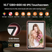 Load image into Gallery viewer, ApoloSign Neon Light Digital Picture Frame, Desk Digital Calendar, Auto-synced Schedule via Frameo App - 10.1" HD Touchscreen | AI Color-Changing LED | Share Photo/Video Instantly | Gift for Parents, AIColorLED_7274
