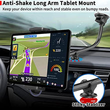 Load image into Gallery viewer, APPS2Car Upgraded Tablet Car Mount for iPad Truck Holder Long Arm Extension Strong Suction Cup Windshield Mount for 7-13 Inch Tablet iPad Pro Air Mini_8547
