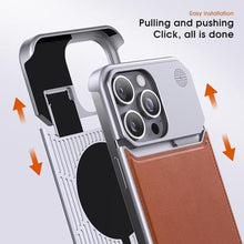 Load image into Gallery viewer, Arae Magnetic Designed for iPhone 15 Pro Max Case Luxury Leather Aluminum Case Compatible with Magsafe Drop Camera Protection Anti-Scratch Slim (Brown, iPhone 15 Pro Max 6.7inch)_684
