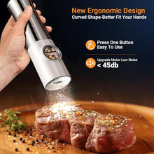 Load image into Gallery viewer, Arcselong Electric Salt And Pepper Grinder Set Stainless Steel Top With Type-C Rechargeable Base, No Battery, StainlessSteelWhite_5118
