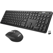 Load image into Gallery viewer, Arteck 2.4G Wireless Keyboard and Mouse Combo Ultra Slim Full Size Keyboard Keyboard and Ergonomic Mice for Computer Desktop PC Laptop and Windows 11/10/8/7 Build in USB-C Rechargeable Battery, Black_1
