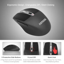Load image into Gallery viewer, Arteck 2.4G Wireless Keyboard and Mouse Combo Ultra Slim Full Size Keyboard Keyboard and Ergonomic Mice for Computer Desktop PC Laptop and Windows 11/10/8/7 Build in USB-C Rechargeable Battery, Black_8172
