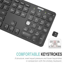 Load image into Gallery viewer, Arteck 2.4G Wireless Keyboard Ultra Slim Full Size Keyboard with Numeric Keypad and Media Hotkey for Computer/Desktop/PC/Laptop/Surface/Smart TV and Windows 10/8/ 7 Built-in Rechargeable Battery, Black_7950
