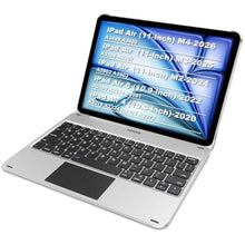 Load image into Gallery viewer, Arteck iPad Air 11-inch Keyboard Case with Trackpad, Bluetooth Keyboard with Folio Full Protection Case and Touchpad for Apple iPad Air 11 M4/M3/M2 (2026/2025/2024), Air 5/Air 4, Silver_8608
