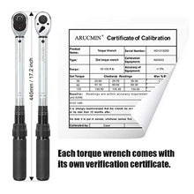 Load image into Gallery viewer, ARUCMIN 1/2-Inch Drive Click Torque Wrench (10-150 ft.-lb./13.6-203.3Nm) Dual-Direction Adjustable Torque Wrench Set, DriveFtlbNm_7132
