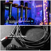 Load image into Gallery viewer, Arvitek Wireless XLR Microphone Transmitter &amp; Receiver, UHF Wireless Mic System, 16 Channels XLR Mic Adapter for Dynamic Microphone, Audio Mixer, Electric Guitar Bass, 48V Phantom Power, 250ft Range, Black_381
