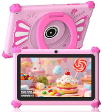 Load image into Gallery viewer, ascrecem Kids Tablets 7 Inch Android 15 Toddler Tablet for Kids with 2.4G+5G WiFi6 Penta Core 6GB RAM 32GB ROM Childrens Tablet Dual Camera 128GB Expandable Parental Control Educational Games (Pink)_1
