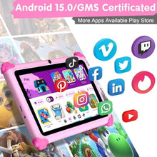 Load image into Gallery viewer, ascrecem Kids Tablets 7 Inch Android 15 Toddler Tablet for Kids with 2.4G+5G WiFi6 Penta Core 6GB RAM 32GB ROM Childrens Tablet Dual Camera 128GB Expandable Parental Control Educational Games (Pink)_484
