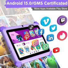 Load image into Gallery viewer, Ascrecem Kids Tablets 7 Inch Android 15 Toddler Tablet for Kids with 2.4G+5G WiFi6 Penta Core 6GB RAM 32GB ROM Childrens Tablet Dual Camera 128GB Expandable Parental Control Educational Games (Purple)_171

