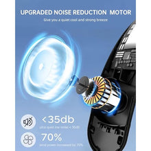 Load image into Gallery viewer, ASNUG Bladeless Neck Fan, 4 Turbo Portable Neck Fan, 4000 mAh Battery Operated, USB Rechargeable Personal Fan, 3 Speeds, 360 Cooling Airflow, LED Display, Wearable Fan for Home, Office, Travel, Black_6235
