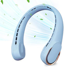 Load image into Gallery viewer, ASNUG Bladeless Neck Fan - USB Rechargeable, 4000 mAh Battery, 3 Speeds, Faster Cooling, Ultra Quiet - for Home, Office, Travel, Sports, LightBlue_1
