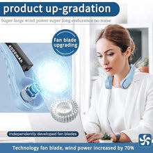 Load image into Gallery viewer, ASNUG Bladeless Neck Fan - USB Rechargeable, 4000 mAh Battery, 3 Speeds, Faster Cooling, Ultra Quiet - for Home, Office, Travel, Sports, LightBlue_6880
