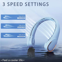 Load image into Gallery viewer, ASNUG Bladeless Neck Fan - USB Rechargeable, 4000 mAh Battery, 3 Speeds, Faster Cooling, Ultra Quiet - for Home, Office, Travel, Sports, LightBlue_6881
