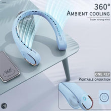 Load image into Gallery viewer, ASNUG Bladeless Neck Fan - USB Rechargeable, 4000 mAh Battery, 3 Speeds, Faster Cooling, Ultra Quiet - for Home, Office, Travel, Sports, LightBlue_6883
