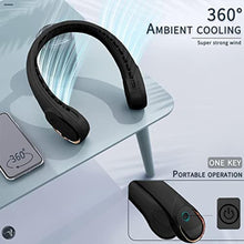 Load image into Gallery viewer, ASNUG Neck Fan, Bladeless Neck Fan, 4000 mAh Rechargeable Personal Fan, 360 Hands Free Wearable Fan, 3 Speeds Adjustable,Faster Cooling, Ultra Quiet, Suitable for Home, Office, Travel, Sports, Black_6912
