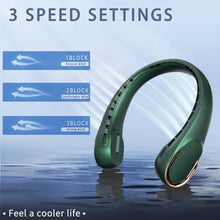 Load image into Gallery viewer, ASNUG Neck Fan,Portable Bladeless Neck Fan, USB Rechargeable Personal Fan, 4000 mAh Battery Operated Wearable Fan, 3 Speeds Adjustable,Faster Cooling, Ultra Quiet, Suitable for Home, Office, Sports, Green_6891
