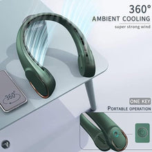 Load image into Gallery viewer, ASNUG Neck Fan,Portable Bladeless Neck Fan, USB Rechargeable Personal Fan, 4000 mAh Battery Operated Wearable Fan, 3 Speeds Adjustable,Faster Cooling, Ultra Quiet, Suitable for Home, Office, Sports, Green_6893
