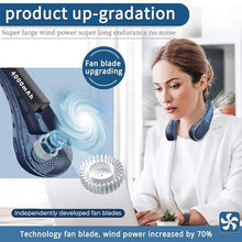 Load image into Gallery viewer, ASNUG Neck Fan, USB Rechargeable Personal Fan, 4000 mAh Battery Operated, 3 Speeds Adjustable, Faster Cooling, Ultra Quiet, Suitable for Home, Office, Travel, Sports, Blue_7629
