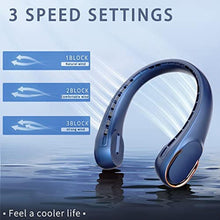 Load image into Gallery viewer, ASNUG Neck Fan, USB Rechargeable Personal Fan, 4000 mAh Battery Operated, 3 Speeds Adjustable, Faster Cooling, Ultra Quiet, Suitable for Home, Office, Travel, Sports, Blue_7630
