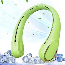 Load image into Gallery viewer, ASNUG Portable Neck Fan, Bladeless Neck Fan, USB Rechargeable Personal Fan, 4000 mAh Battery Operated Wearable Fan, 3 Speeds Adjustable,Faster Cooling, Ultra Quiet, Suitable for Home, Office, Sports, AvocadoGreen_1
