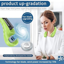 Load image into Gallery viewer, ASNUG Portable Neck Fan, Bladeless Neck Fan, USB Rechargeable Personal Fan, 4000 mAh Battery Operated Wearable Fan, 3 Speeds Adjustable,Faster Cooling, Ultra Quiet, Suitable for Home, Office, Sports, AvocadoGreen_6899
