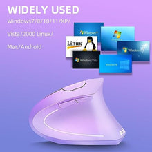 Load image into Gallery viewer, ASOYIOL Ergonomic Wireless Purple Vertical Mouse, 1000/1200/1600 DPI, 6 Buttons, USB, Right Hand_1301
