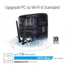 Load image into Gallery viewer, ASUS AX1800 PCIe WiFi Adapter (PCE-AX1800) - WiFi 6, Bluetooth 5.2, Ultra-Low Latency Wireless, 2 External Antenna, Supporting Total Data Rate up to 1800Mbps, WPA3 Network Security, OFDMA and MU-MIMO, black_8233
