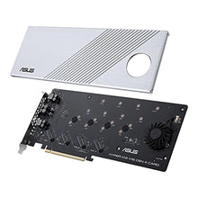 Load image into Gallery viewer, ASUS Hyper M.2 x16 Gen 4 (PCIe 4.0/3.0) Supports 4X M.2 NVMe Devices (2242/2260/2280/22110) Up to 256Gbps for AMD TRX40 / X570 PCIe 4.0 NVMe Raid and Intel Platform, silver_318
