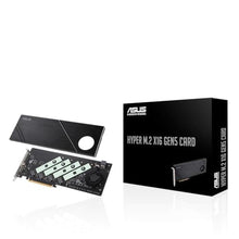 Load image into Gallery viewer, ASUS Hyper M.2 x16 Gen5 Card (PCIe 5.0/4.0) Supports Four NVMe M.2 (2242/2260/2280/22110) Devices up to 512 Gbps for AMD and Intel Platform RAID Functions., GenPCIe_1
