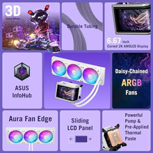 Load image into Gallery viewer, ASUS ROG RYUO IV 360 ARGB White Curved 6.67-inch AMOLED Display, Supports 3D-Effect Video or Customizable System Stats, Asetek Emma Gen8 V2 Pump, pre-Mounted Daisy-Chained ARGB Fans, 6 Year Warranty_781
