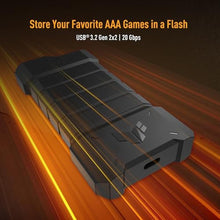 Load image into Gallery viewer, ASUS TUF Gaming A2, USB-C 3.2 Gen 2x2 SSD Enclosure, Dual M.2 NVMe PCIe and SATA, MIL-STD-810H Drop Resistance, IP68 Water and dust Resistance, Aluminum Alloy Chassis, 1 Year Warranty, AuptoGbps_1563
