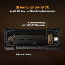 Load image into Gallery viewer, ASUS TUF Gaming A2, USB-C 3.2 Gen 2x2 SSD Enclosure, Dual M.2 NVMe PCIe and SATA, MIL-STD-810H Drop Resistance, IP68 Water and dust Resistance, Aluminum Alloy Chassis, 1 Year Warranty, AuptoGbps_1564
