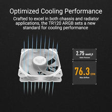 Load image into Gallery viewer, ASUS TUF Gaming TR120 120mm ARGB White Reverse Fan Blade Triple Pack 28mm Fan Frame, 2.75mm H2O Static Pressure, 76.3 CFM Airflow, Double-Layer LED Array, Aura sync, PWM, 2 Year Warranty_165
