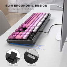 Load image into Gallery viewer, Atelus Wired Backlit Keyboard, USB Computer Keyboard with Retro Keycaps, Numeric Keypad and Media Hotkey for Office Desktop PC Laptop and Windows 7 8 10 11 (Pink Colorful)_5894
