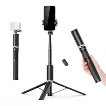 Load image into Gallery viewer, ATUMTEK 63" Phone Tripod, Extendable Selfie Stick with Bluetooth Remote, All-in-One Aluminum Tripod Stand for 4"-7" iPhone and Android Smartphones, Black_1
