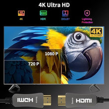 Load image into Gallery viewer, ATZEBE 164ft 50m Fiber Optic HDMI Cable, 4K@60Hz HDR,18Gbps,4:4:4,Dolby Vision | Ultra-Slim &amp; Pull-Through-Ready | Pro AV &amp; Home Theater Long-Distance Backbone | Works with PS5,Apple TV &amp; 4K Screens, Black_1849
