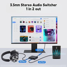 Load image into Gallery viewer, Audio Switch 3.5mm Bi-Direction Switch,Stereo Audio Switcher 2 in 1/1 in 2 Out,A udio Swit ch Headphone Manual Selector Splitter for Phone PC Laptop Headphone(Black)_707
