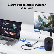 Load image into Gallery viewer, Audio Switch 3.5mm Bi-Direction Switch,Stereo Audio Switcher 2 in 1/1 in 2 Out,A udio Swit ch Headphone Manual Selector Splitter for Phone PC Laptop Headphone(Black)_708
