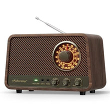 Load image into Gallery viewer, Audiocrazy Vintage Wooden AM FM Bluetooth Radio with 10 Watts Powerful Sound, Retro Bluetooth Speaker Radio with Amber-Glowing Dial, Bass Control, Aux Input, Headphone Jack, for Home, Office, Kitchen_1
