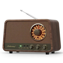 Load image into Gallery viewer, Audiocrazy Vintage Wooden AM FM Bluetooth Radio with 10 Watts Powerful Sound, Retro Bluetooth Speaker Radio with Amber-Glowing Dial, Bass Control, Aux Input, Headphone Jack, for Home, Office, Kitchen, Espresso_1
