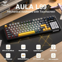 Load image into Gallery viewer, Aula L99 Wireless Mechanical Gaming Creamy Keyboard with Smart Touch Screen, GrayYellow_37
