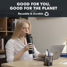 Load image into Gallery viewer, AULEMA 24OZ Stainless Steel Double Wall Insulated Water Bottle, Keeps Drinks Cold 24 Hours/Hot 12 Hours, Leak-Proof, Foldable Straw Lid, Dishwasher Safe, Fits Car Cup Holder, Black_5663
