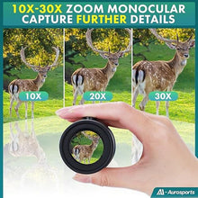 Load image into Gallery viewer, Aurosports 10-30x40 Zoom Monocular for Adults, Monocular Telescope High Power with Bak4 Prism, Compact Monoculars for Bird Watching Traveling Hunting Camping - Gift for Men, Black_1992
